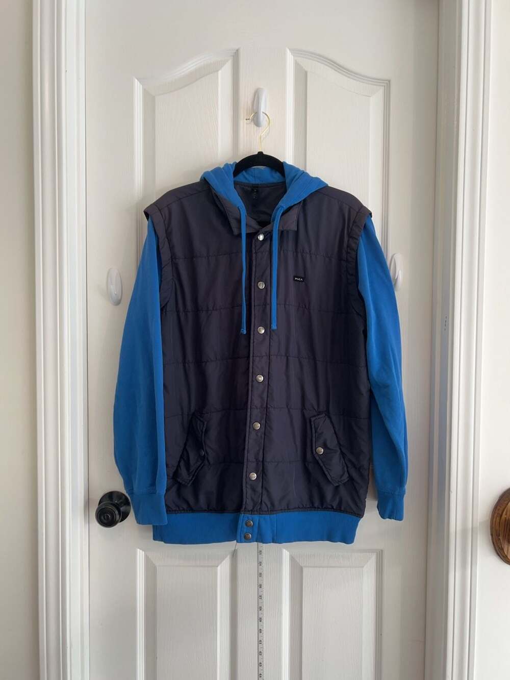 RVCA Quilted Snap Button Hoodie Jacket Blue/Navy Size L